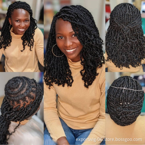 Spring Twists Crochet Hair Extension Prelooped Curly Afro Braids Hair 8inches 110g Solid And Ombre Color Synthetic Fiber